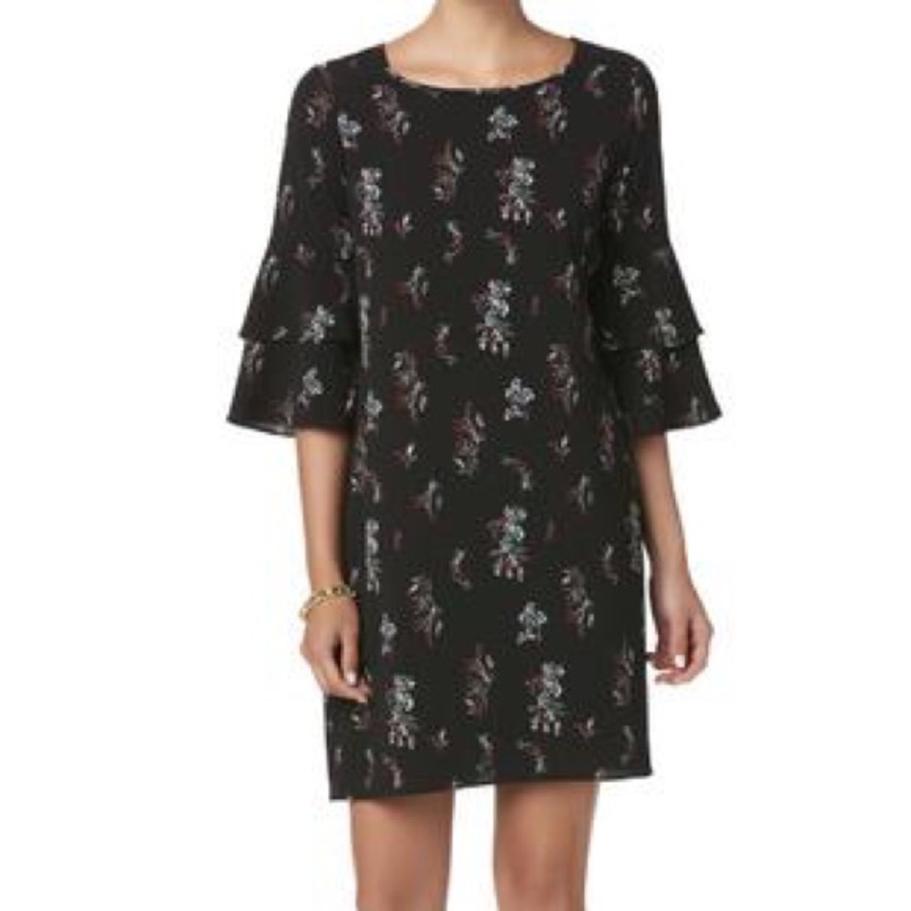 Black & Floral Shift Dress